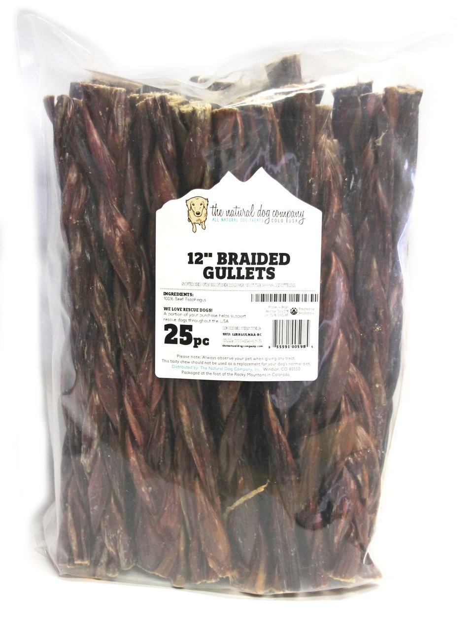 12" Braided Gullet Sticks (Bulk)  - Pack of 25