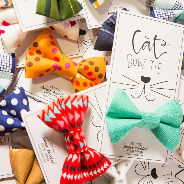 Assorted Mix Bow Ties by Sweet Pickles Designs featuring various colorful patterns on display cards