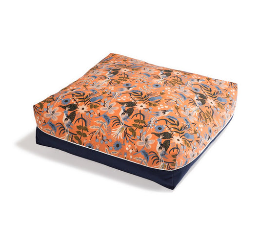 The Slumber Party - Pet Bed - Bird Print Peach