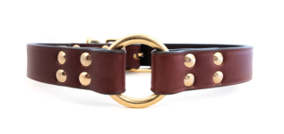 LEATHER CENTER RING COLLAR