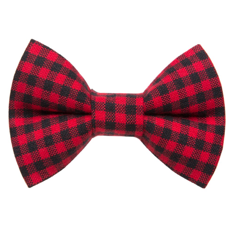 Red and black buffalo check patterned bow tie