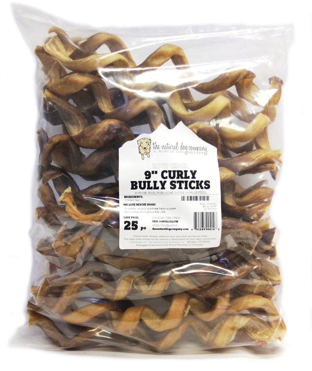 9" Curly Bully Sticks - Natural Scent (Bulk) - Pack of 25