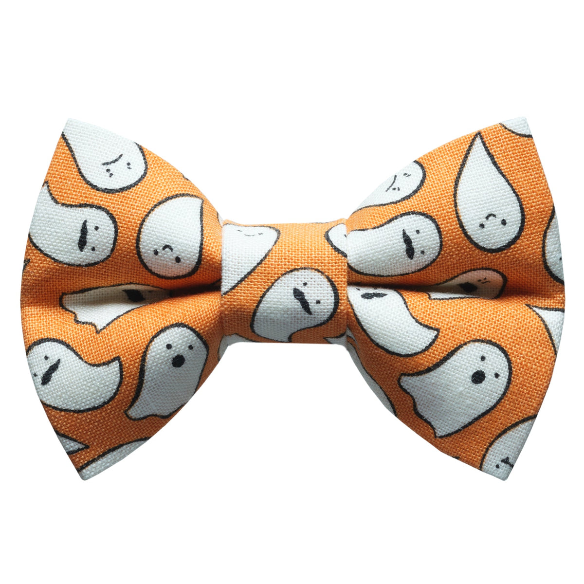 Sweet Pickles Designs The Fa-Boo-Lous bow tie with white ghost pattern on orange background