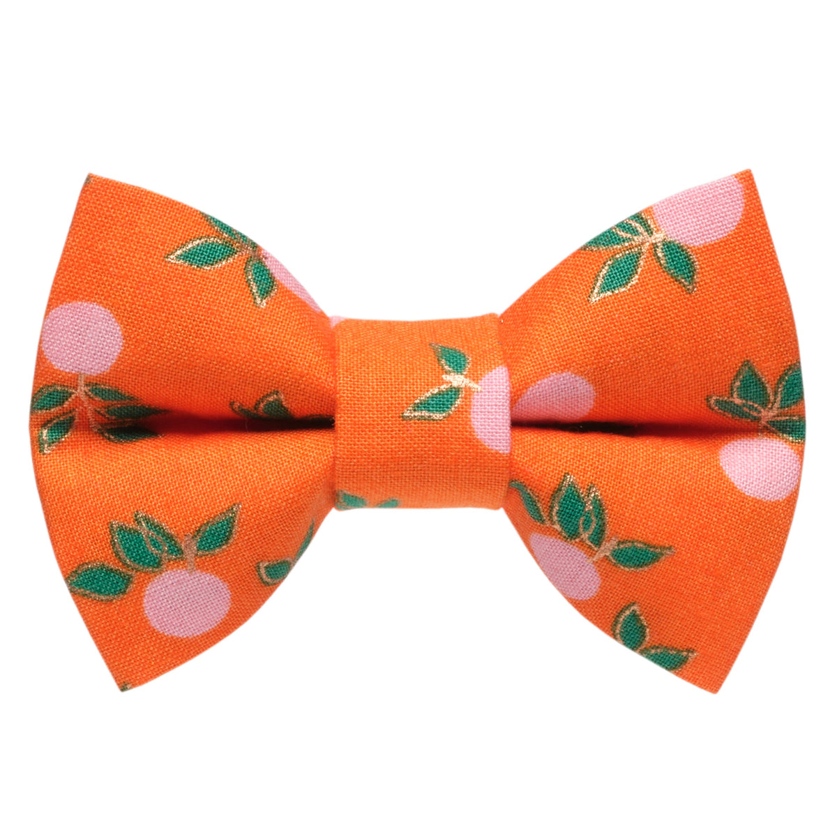 Sweet Pickles Designs The From the Source bow tie in orange with a pink peach and green leaf pattern