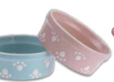 Stoneware Pastel Paws - Blue & Pink Asst'd - 4.75"Dia x 1.25"H (Inner Pack: 4)