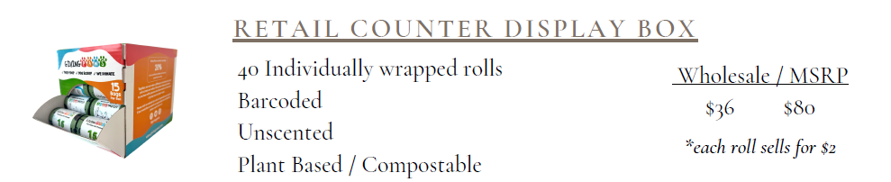 Bulk Poop Bags- Counter Display Box- Compostable