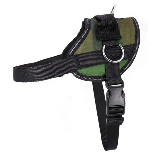 Bark Appeal Reflective No-Pull Harness in a camouflage pattern