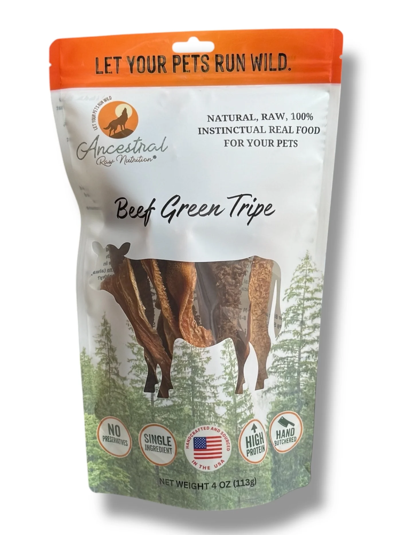 Ancestral Raw Nutrition Beef Green Tripe pet food packaging
