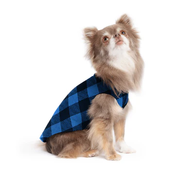 Stretch Fleece - Cobalt Buffalo Check
