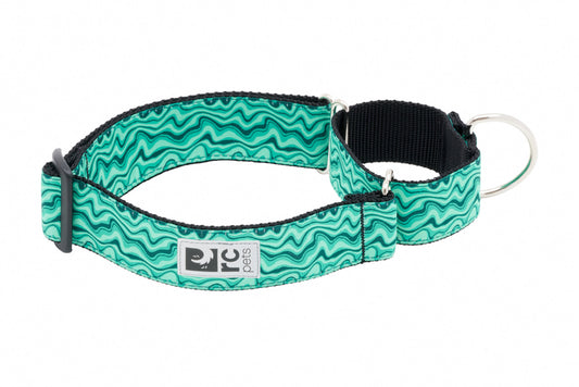 RC Pet Products All Webbing Training Collar in green wavy pattern