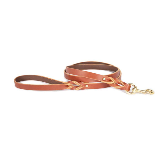 LAKE COUNTRY BASIC BRAIDED LEASH 3/4" x 5 FT - w BEVELED UNFINISHED EDGES & BRASS SNAPS