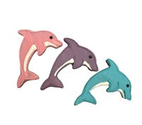 Paws Gourmet Bakery Year Round Dolphins dog treats in pink, purple, and teal