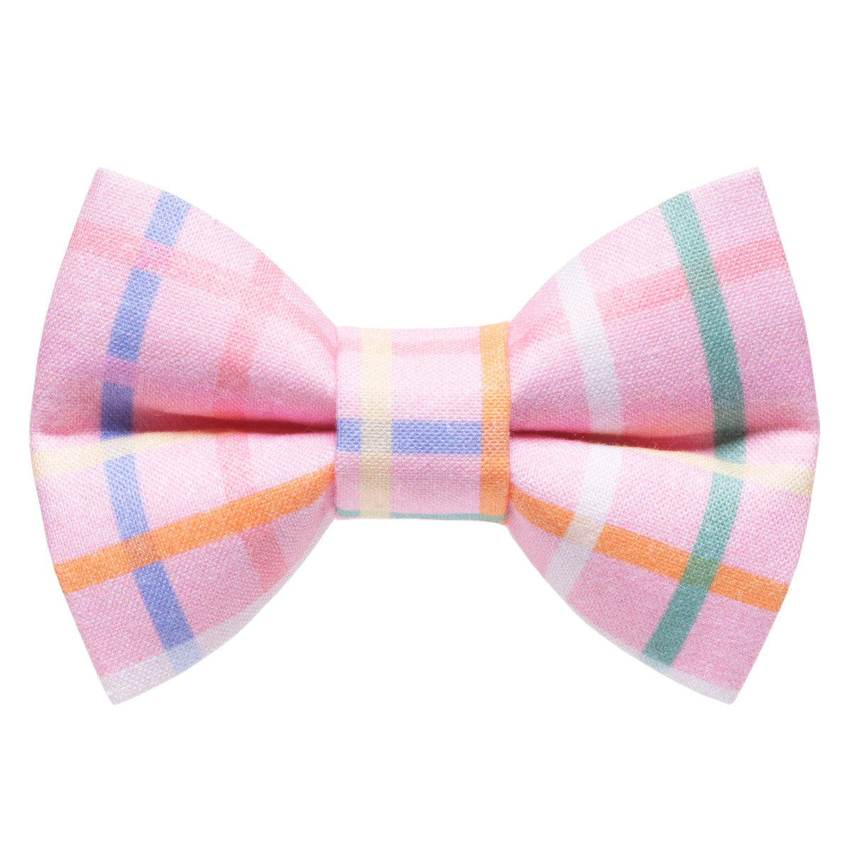 Sweet Pickles Designs The Its Casual bow tie in pink with blue orange and green plaid pattern