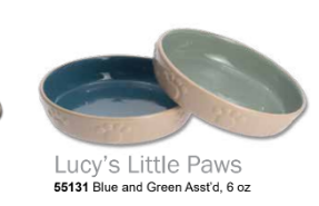 Stoneware Lucy's Little Paws - Blue and Green Asst'd - 5"Dia x 1.25"H (Inner Pack: 4)