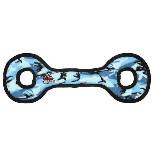 VIP Products Tuffy Ultimate Tug-O-War dog toy in blue camouflage with two handles