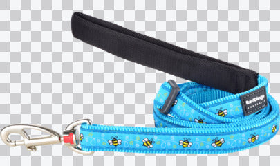 Red Dingo Bumble Bee dog lead in blue with black padded handle