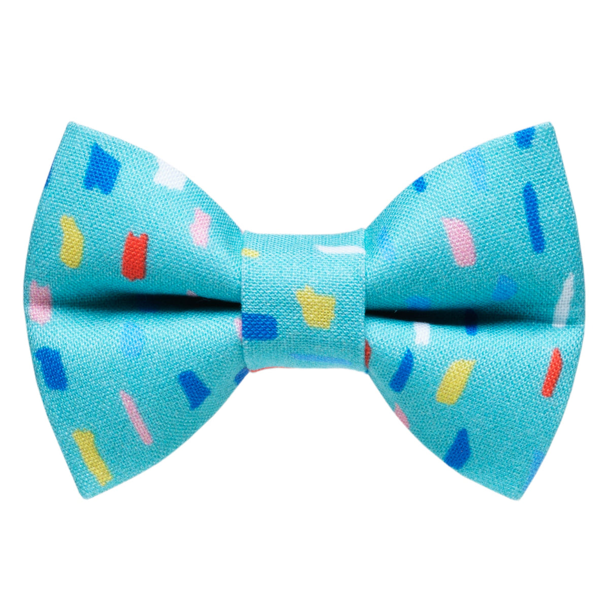 Sweet Pickles Designs The Mover + Shaker bow tie in light blue with colorful abstract dash pattern