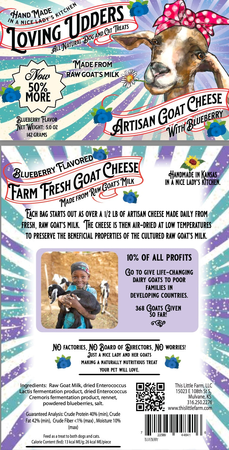 Loving Udders Goat Cheese Treats 5.0oz- w/ Blueberry- Case of 12