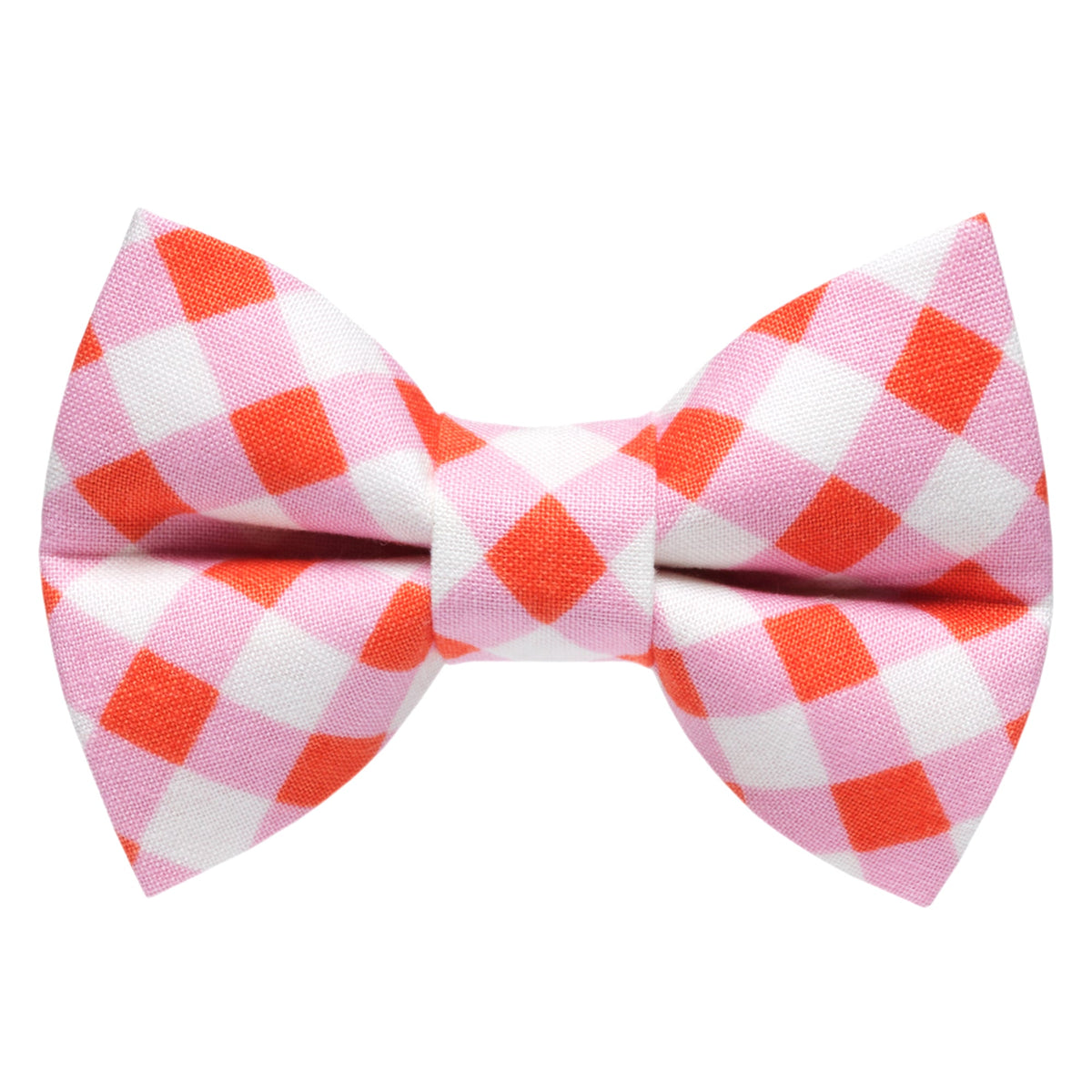 Pink and orange gingham check bow tie