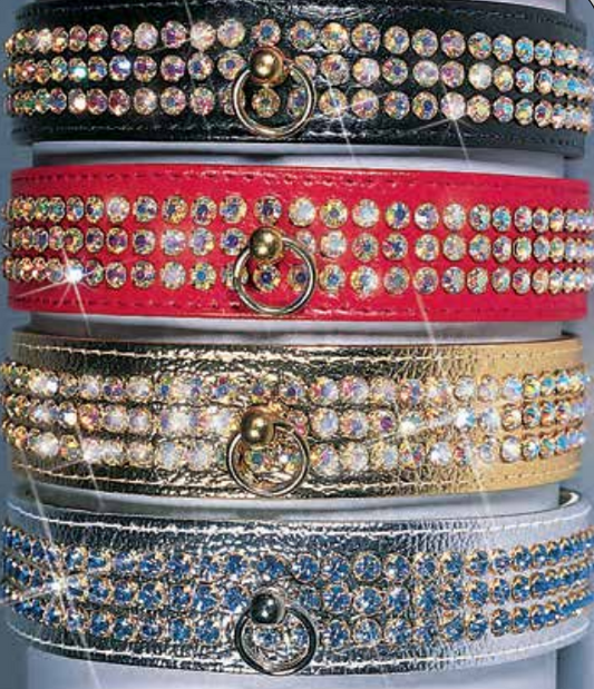 Majestic™ Collars (Jeweled Velvet with Taper, Three Rows & Post)