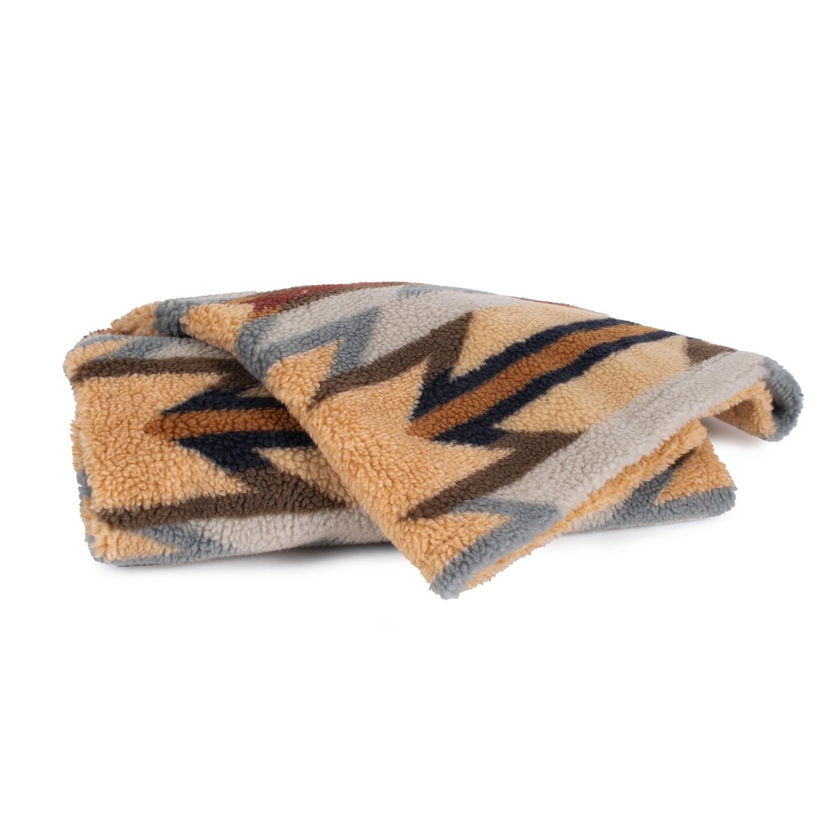 Pendleton Berber Crate Blanket with tan and blue geometric pattern