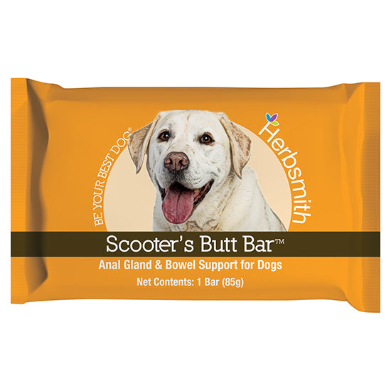 Herbsmith Scooter’s Butt Bar anal gland and bowel support for dogs packaging