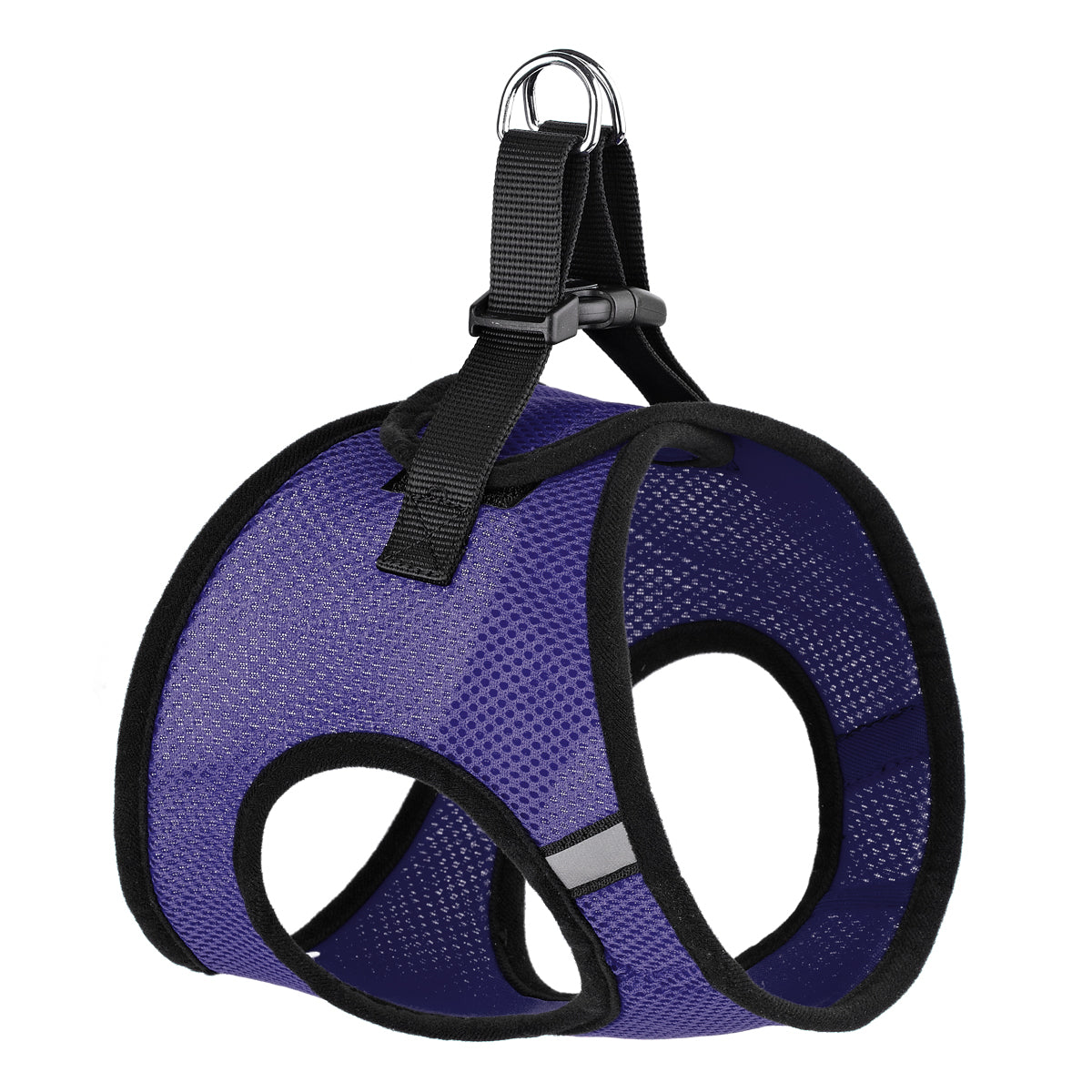 DOGLINE York Mesh Dog Harness in purple with black trim and metal D-ring