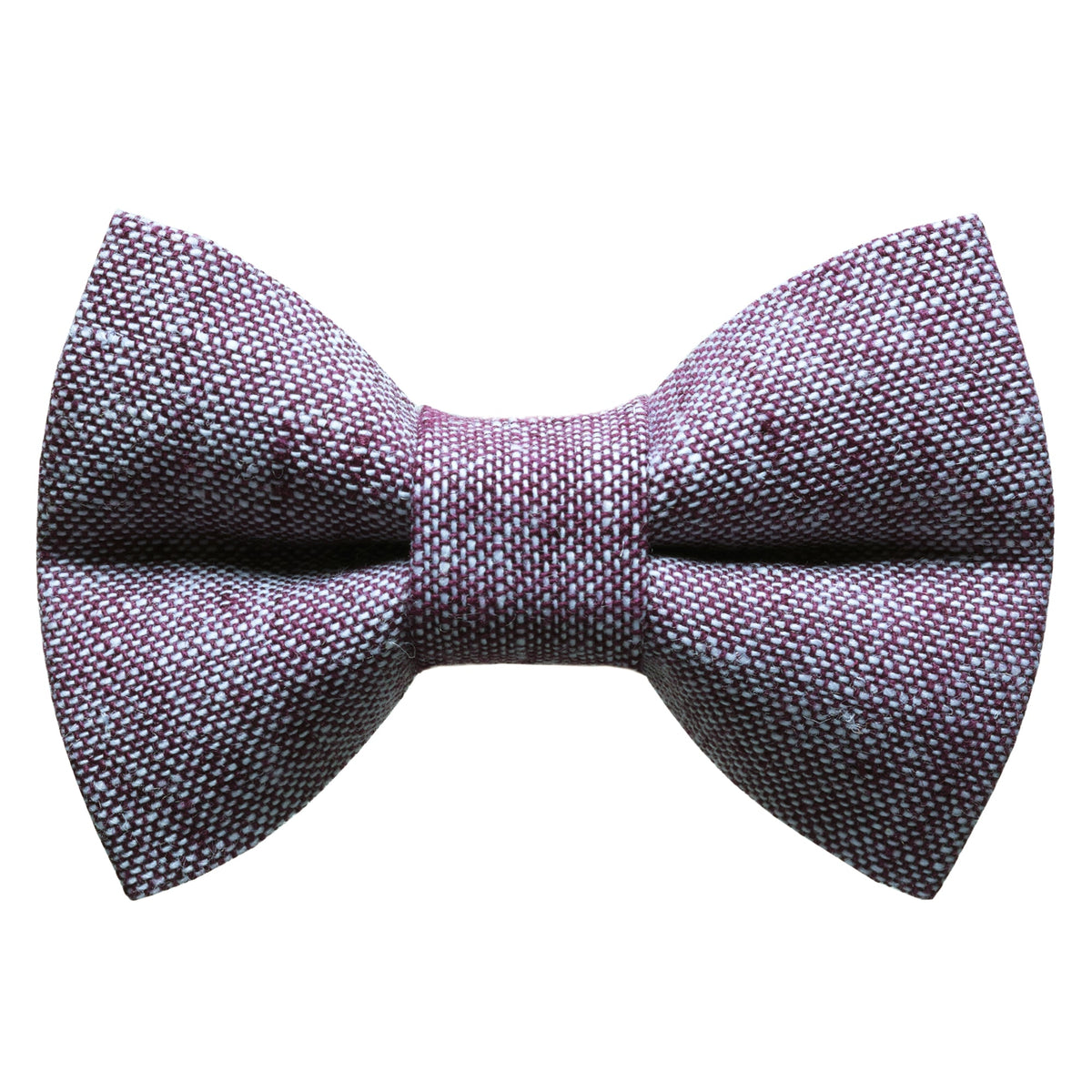 Burgundy and white textured fabric bow tie