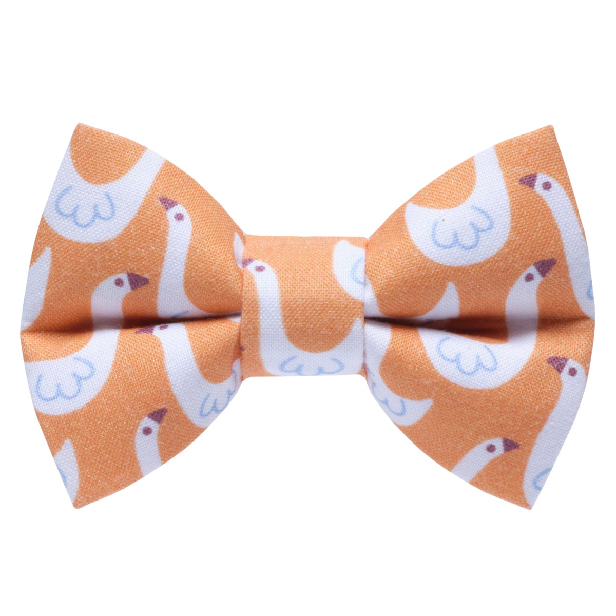 Sweet Pickles Designs The Silly Goose bow tie in orange with white goose pattern