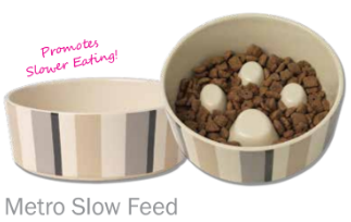 Stoneware Metro Slow Feed - Stripes - 7"Dia x 2.25"H (Inner Pack: 4)