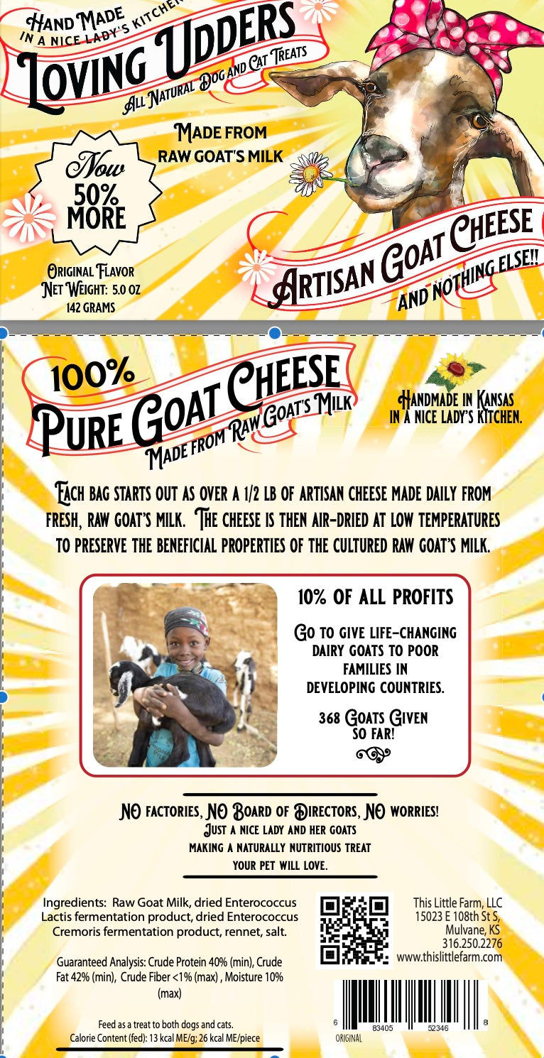 Loving Udders Goat Cheese Treats for Dogs and Cats- 5oz- Case of 12