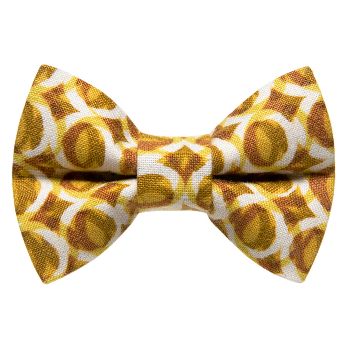 Yellow and white geometric print bow tie