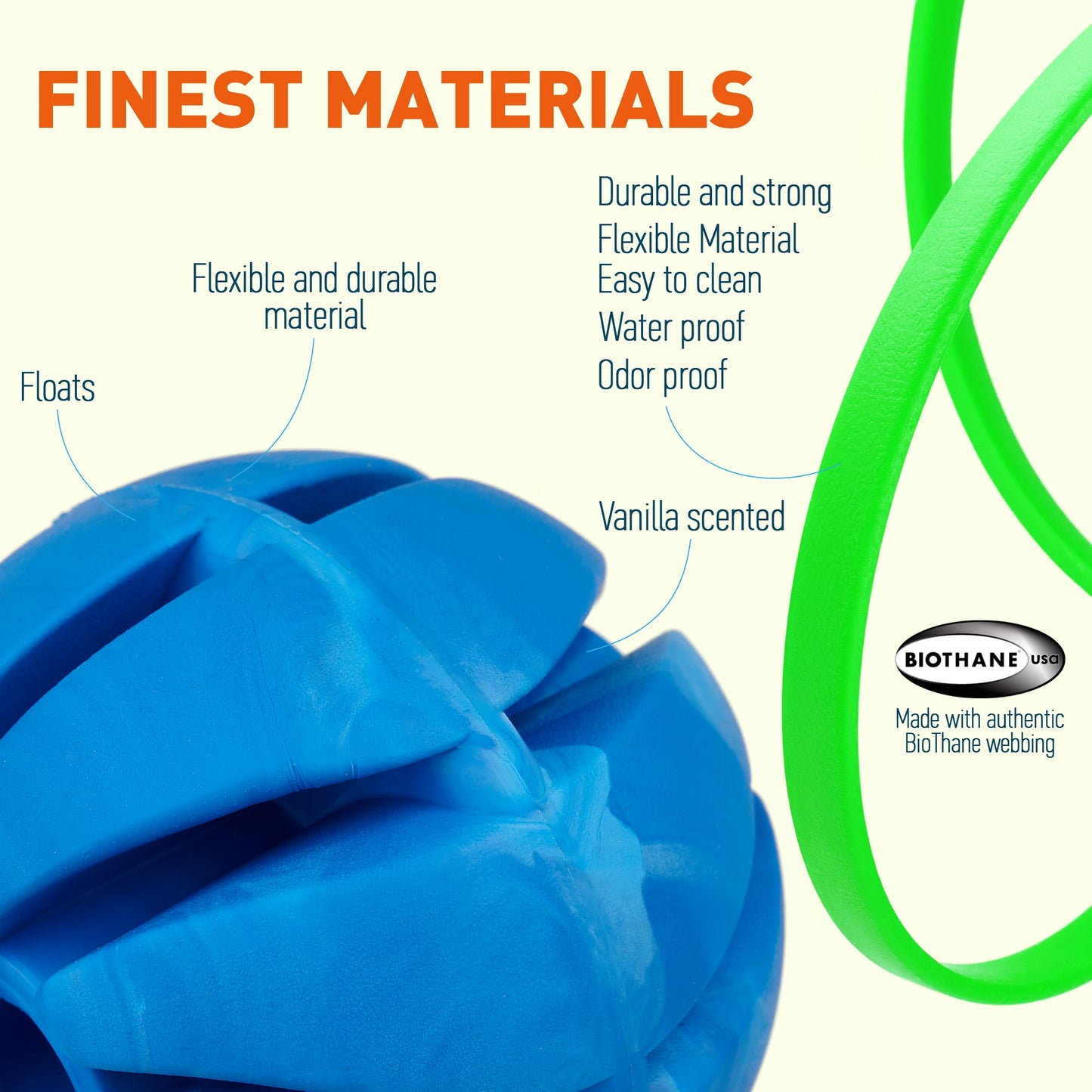 Rubber Spiral Ball Dog Toy with Biothane Handle