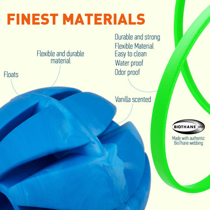 Rubber Spiral Ball Dog Toy with Biothane Handle
