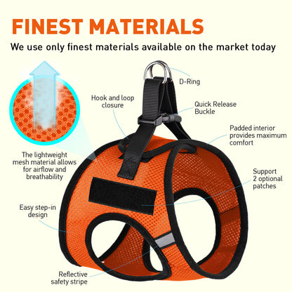York Mesh Dog Harness + Built-in Hook & Loop Fasteners