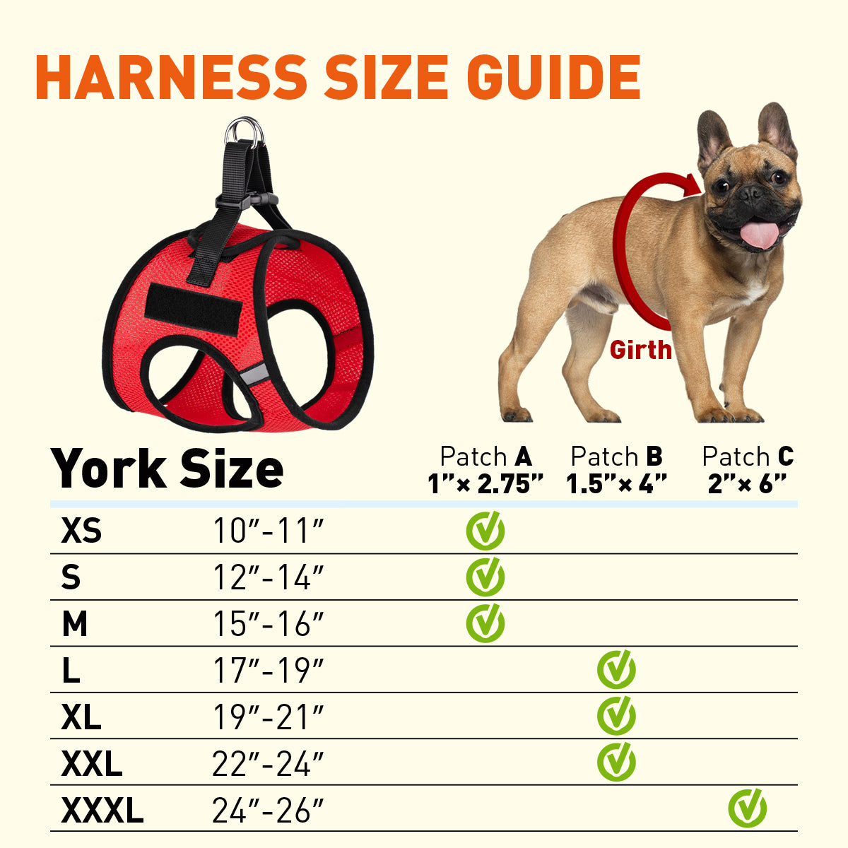 York Mesh Dog Harness + Built-in Hook & Loop Fasteners