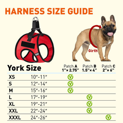 York Mesh Dog Harness + Built-in Hook & Loop Fasteners