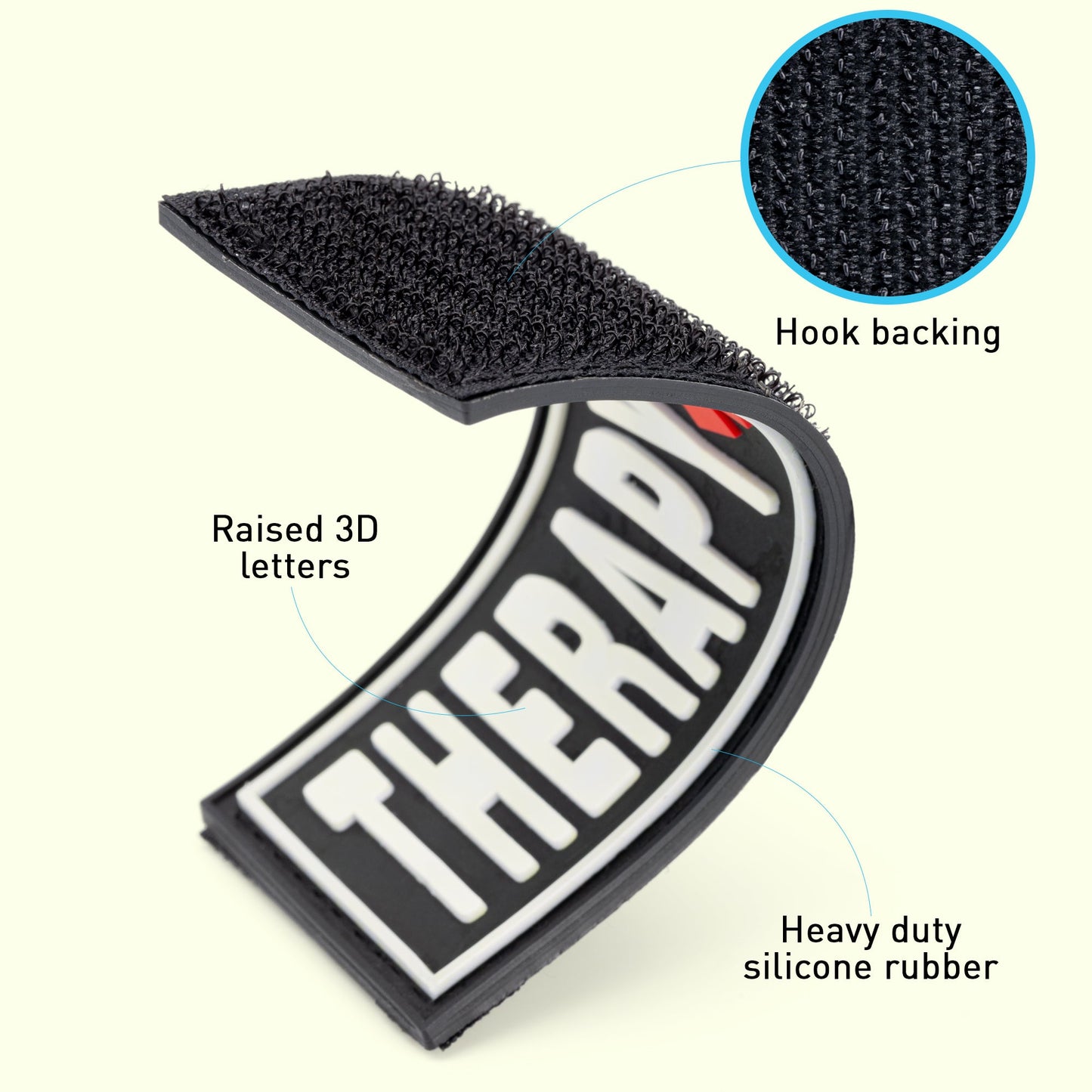 Dogline 3D Rubber Therapy Dog Removable Accessories for Dog Harness and Vest