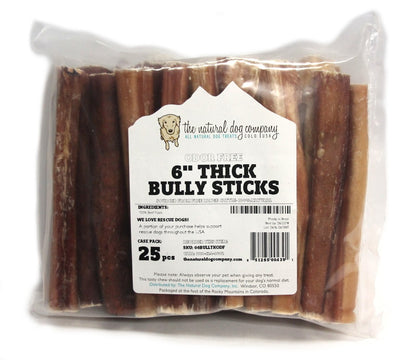 6" Thick Bully Sticks - Odor Free (Bulk) - Pack of 25