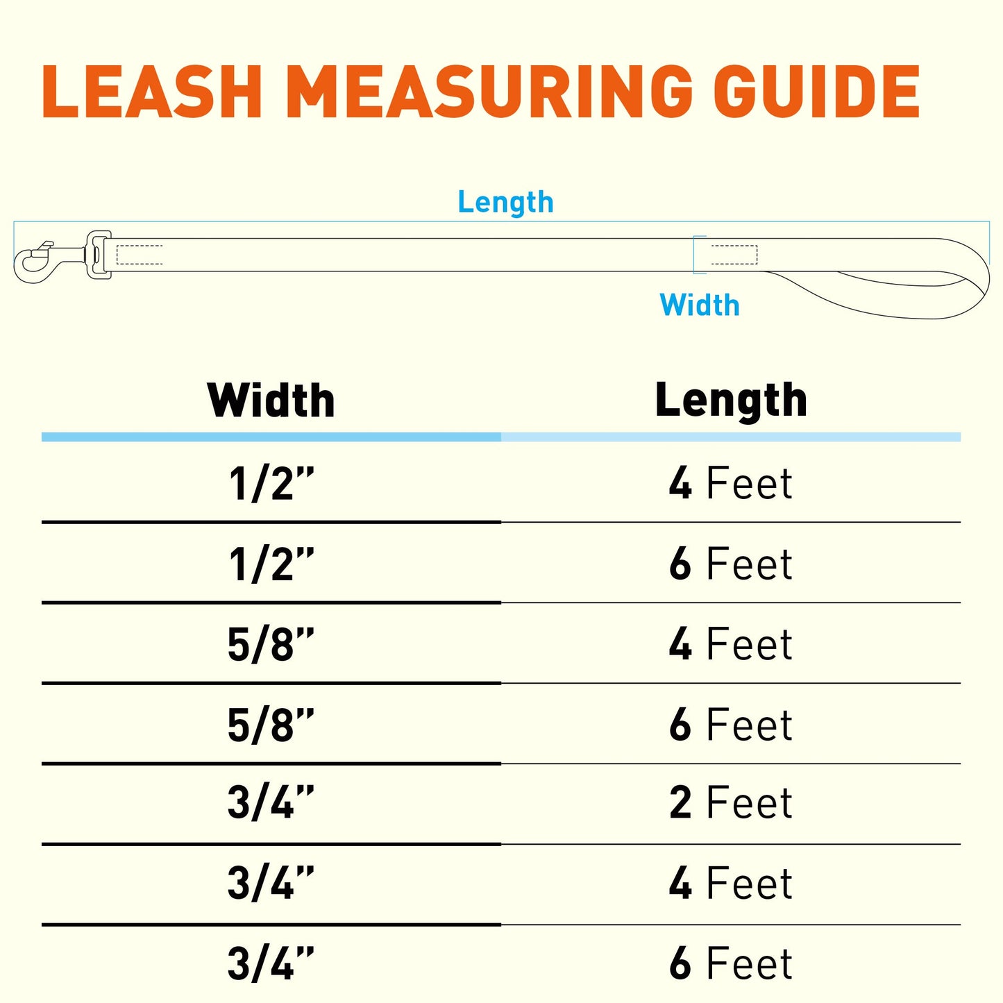 Biothane Waterproof Dog Leash 4 ft