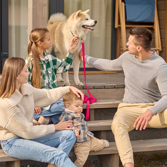 Family with a DOGLINE Viper Biothane Working Dog Lead, 4 Feet Long