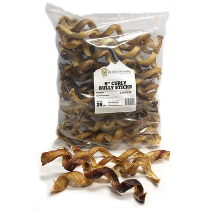 9" Curly Bully Sticks - Natural Scent (Bulk) - Pack of 25