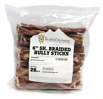 6" Standard Braided Bully Stick - Odor Free (Bulk) - Pack of 25