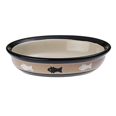 Ceramic cat bowl with fish pattern