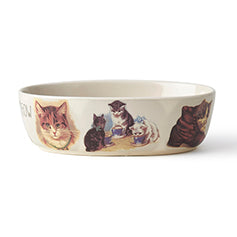 Ceramic pet bowl with vintage cat illustrations