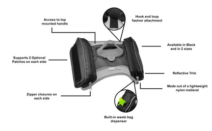 Quest Dog Harness Removable Utility Saddlebags + Built-In Waste Bag Dispenser