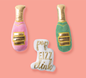 Fringe Studio CHAMPAGNE-3pcs SMALL DOG TOY SET, two champagne bottle toys and one pop fizz clink toy
