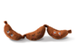 Fringe Studio MAKING ENDS MEAT PLUSH DOG TOY, three brown sausage-shaped plush toys with faces