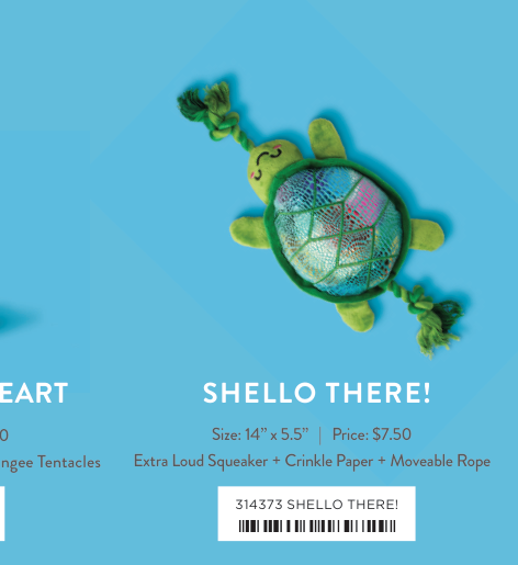 Green turtle dog toy with a colorful shell and rope limbs