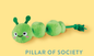 Green caterpillar dog toy with a rope tail